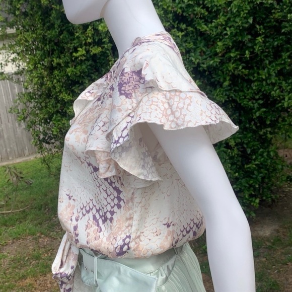 💋NWT Vintage Havana Flutter Sleeve Pull Over Ruffle Crop Top - Picture 9 of 16